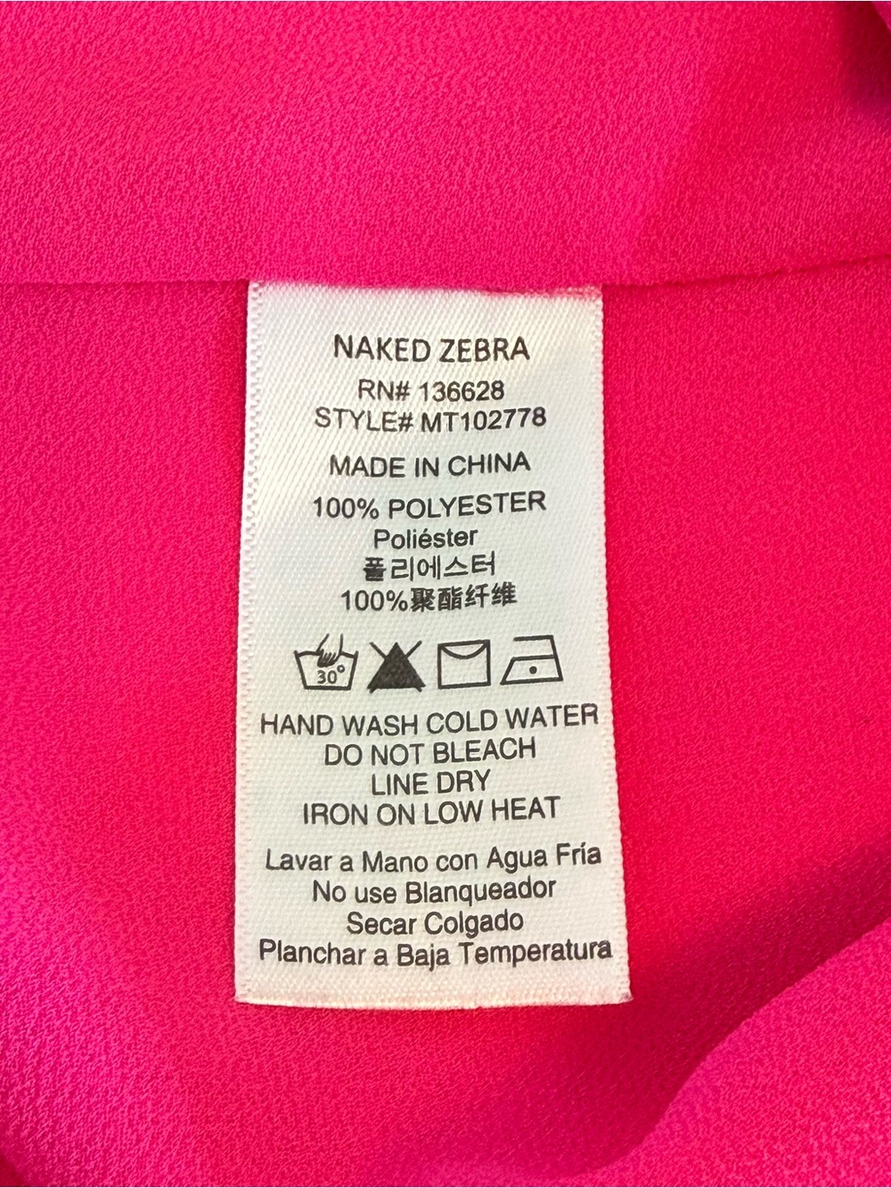Naked Zebra Strappy Tank Top. Hot Pink Size S. Excellent condition - Picture 7 of 7